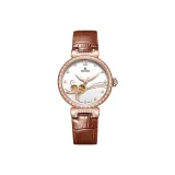 White Dial Coffee Leather Women's Watch