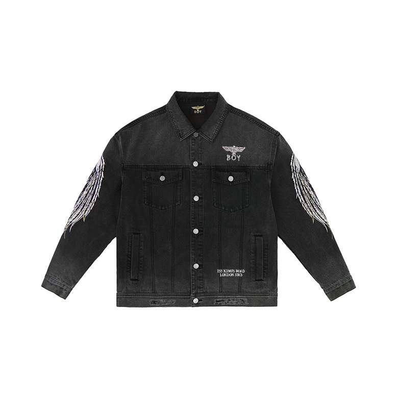 BOY London デニムジャケット。 Boy London Denim Jackets Unisex Black - POIZON