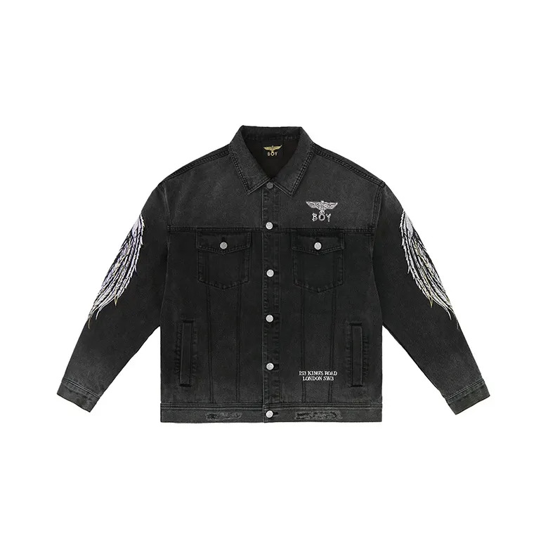 Boy London FW22 Lapel Loose Fit Straight Long Sleeved Denim Jacket Unisex Black-1