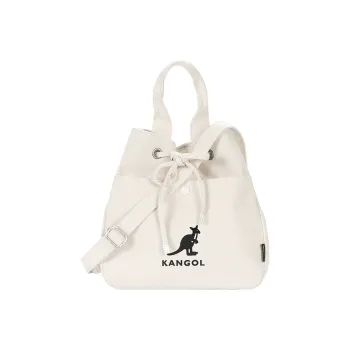 KANGOL Canvas Shopping Bag Portable Bucket Bag Crossbody Bag Shoulder Bag Medium Size Women's Black/Ecru