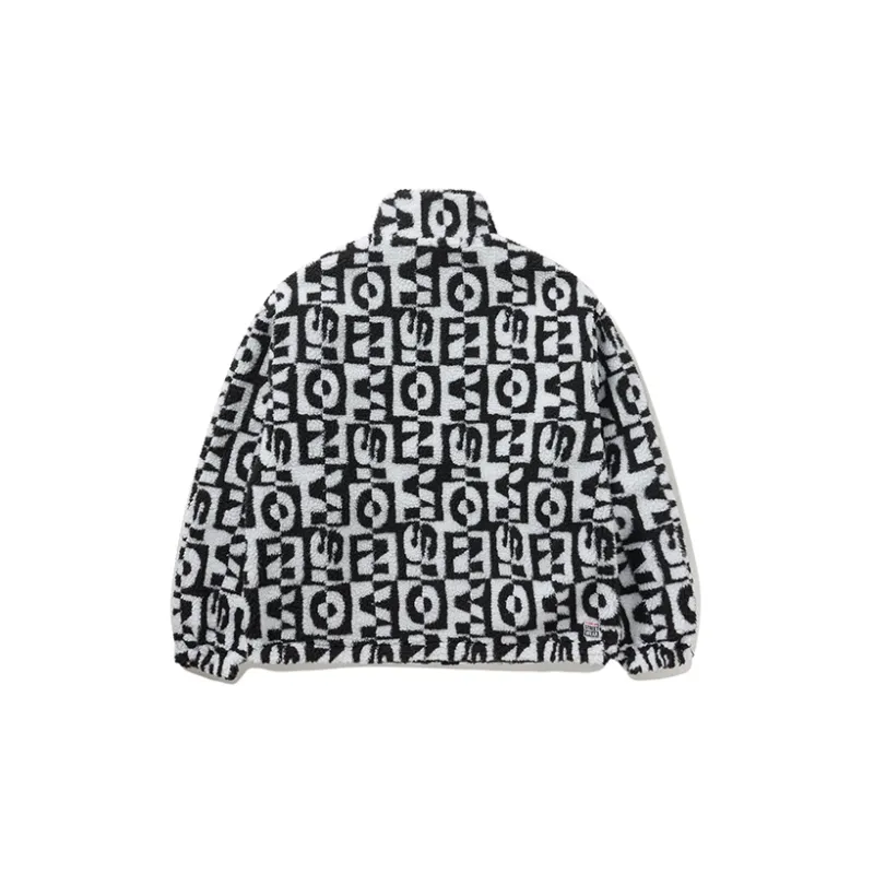 Vision Street Wear Velvet feel Coat Unisex Black White-1