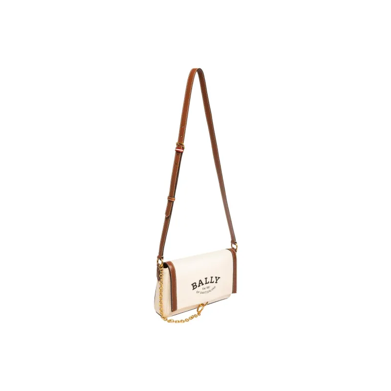 BALLY Fabric With Cow Leather Shoulder Bag Crossbody Bag Regular Women's Ecru-3