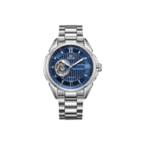 EBOHR Mechanical Movement Stainless Steel Strap Watch Men's Watches Blue Dial 17020111