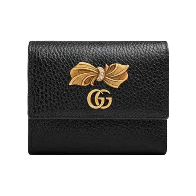 GUCCI Leather Wallets Coin Purses Regular Women's Black-0