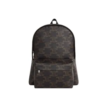 CELINE Leather Trim Backpack Medium Size Men's Black