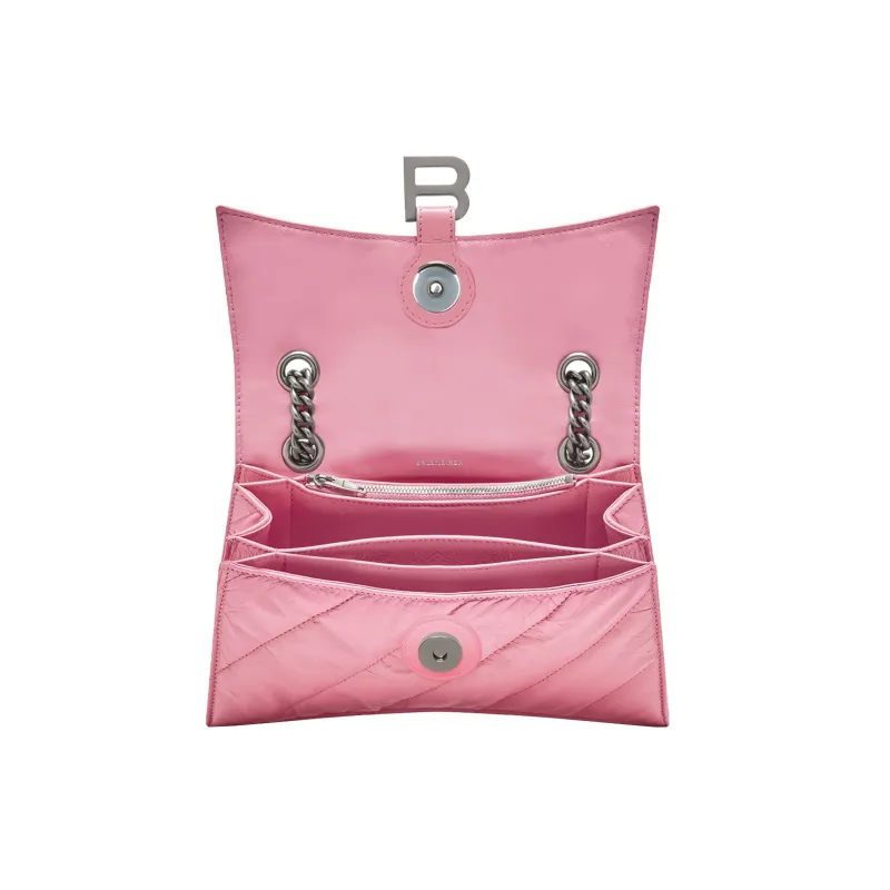 Balenciaga Crush Chain Bag Small Quilted Pink-5