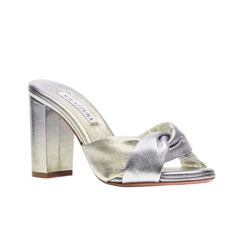 AQUAZZURA Olie Slide Slippers Women's Silver-2