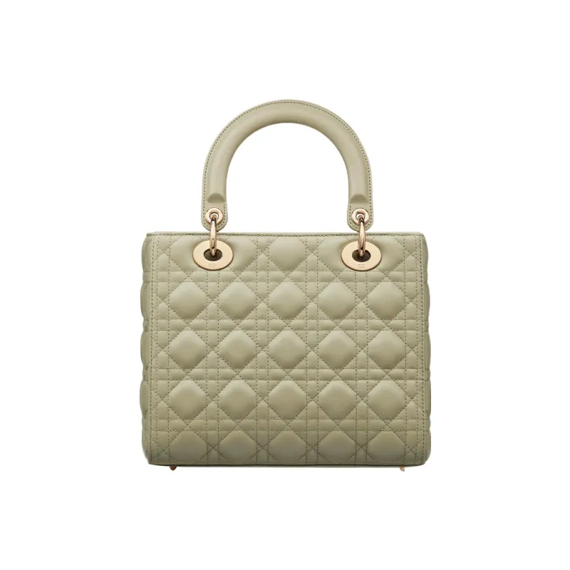 DIOR Lady Dior Sheepskin Daisie Bag Shoulder Bag Crossbody Bag Handbag Medium Size Women's Gray Green-1