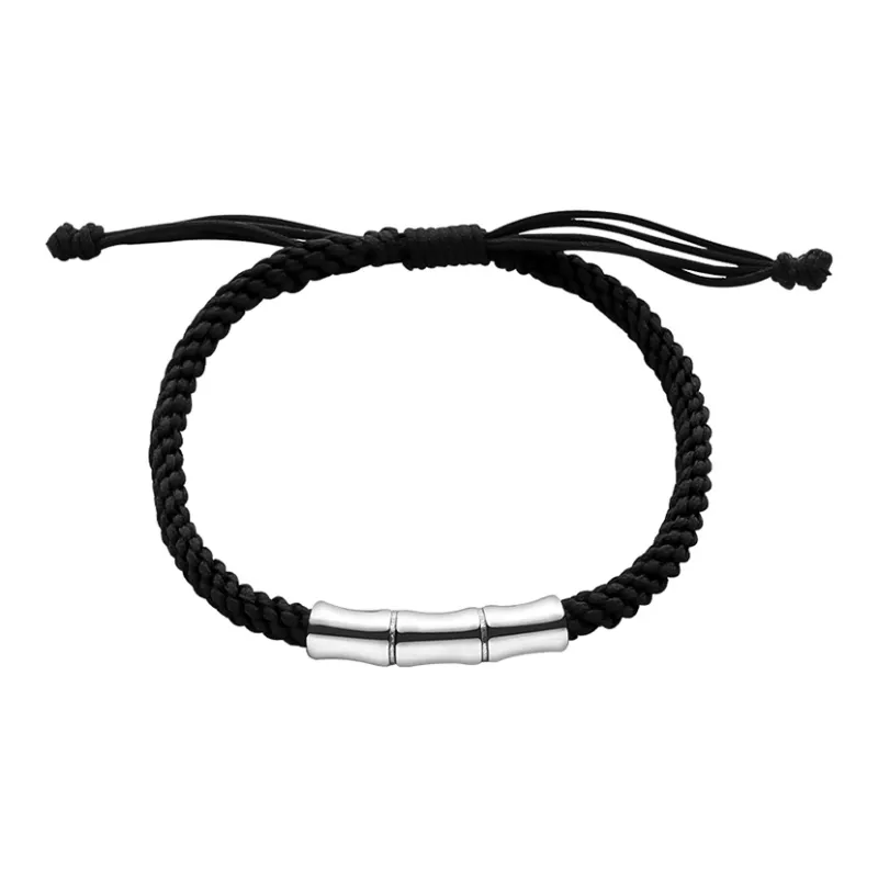 MAGICPOLE 925 Sterling Silver, Fabric Rope Bracelets Unisex Black/Red-0