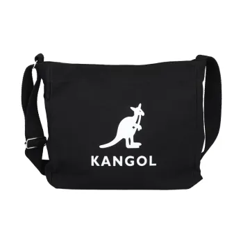 KANGOL Canvas Messenger Bag, Tote Bag, Tote Bag, Canvas Bag, Shopping Bag, Crossbody Bag Large Size Unisex Black