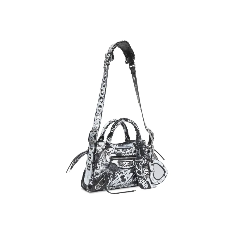 Balenciaga Neo Cagole Fine Grained Sheepskin Shoulder Bag Crossbody Bag Handbags Extra Small Women's Black-3