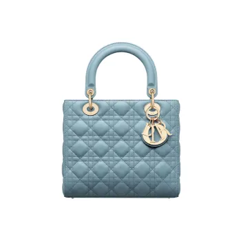 DIOR Lady Dior Sheepskin Daisie Bag Shoulder Bag Crossbody Bag Handbag Medium Size Women's Sky Blue