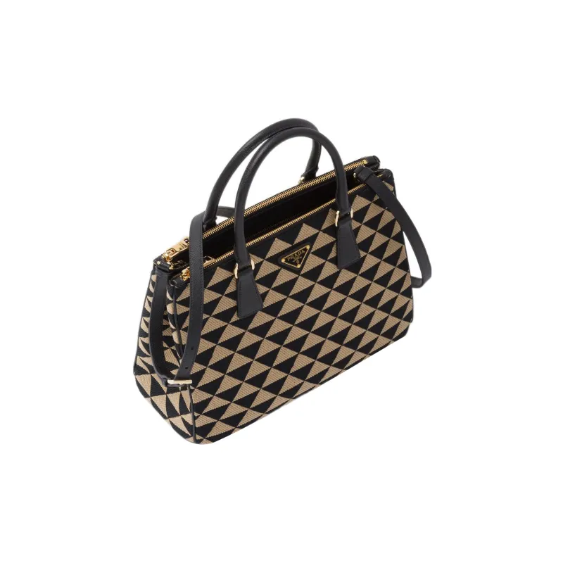 PRADA Saffiano Fabric With Leather Shoulder Bag Crossbody Bag Handbag Women's Black Beige Multicolor-1