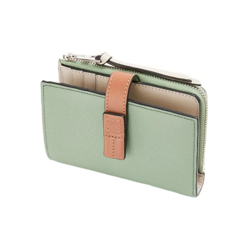 LOEWE Soft Grain Calfskin Wallet Women's Rosemary/Tan-2