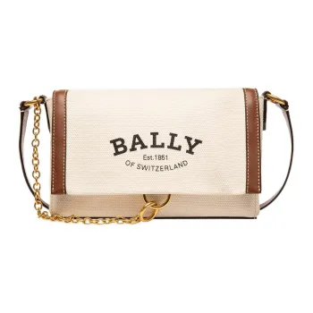 BALLY Fabric With Cow Leather Shoulder Bag Crossbody Bag Regular Women's Ecru