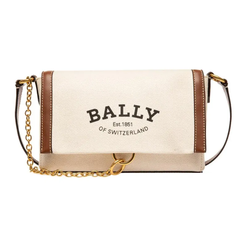 BALLY Fabric With Cow Leather Shoulder Bag Crossbody Bag Regular Women's Ecru-0