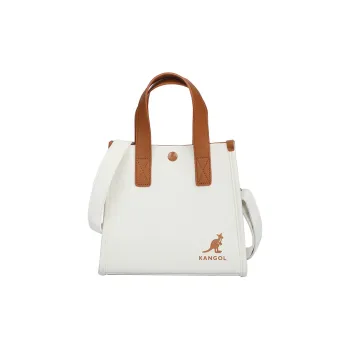 KANGOL Canvas Tofu Bag, Small Square Bag, Canvas Bag, Handbag, Crossbody Bag Small Size Women's Ecru