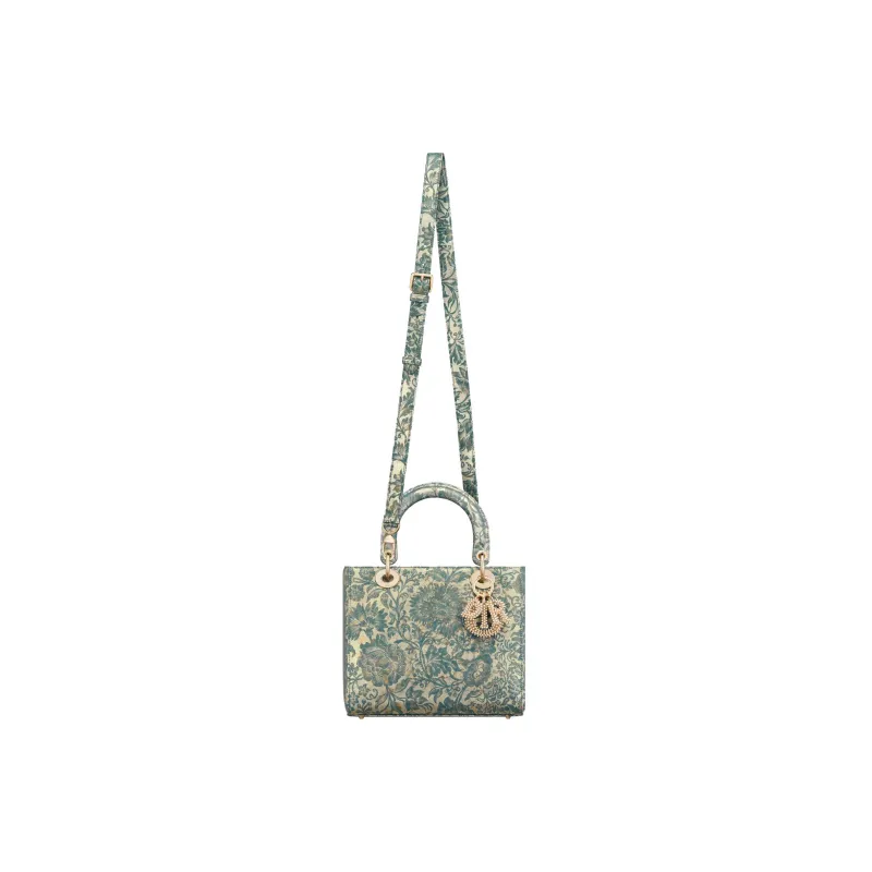 DIOR Lady D-Lite Sheepskin Daisie Bag Tote Bag Shopping Bag Handbag Medium Size Women's Blue-4