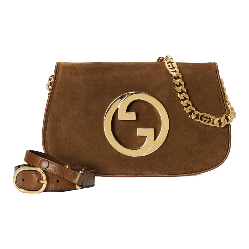 GUCCI Blondie Suede Leather Portable Crossbody Bag Shoulder Bag Women's Dark Brown-2
