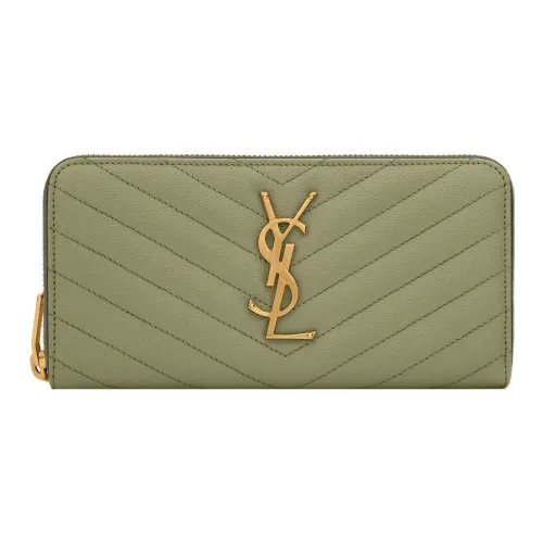 SAINT LAURENT CASSANDRE Calfskin Wallet Women's Green