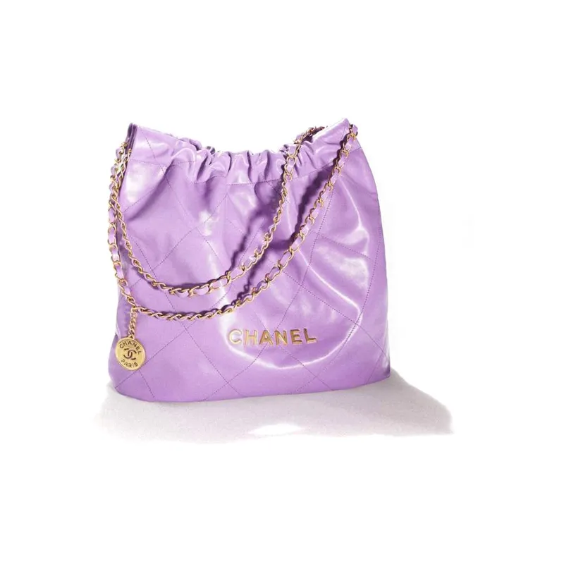 CHANEL 22Bag Cow Leather Tote Bag, Shopping Bag, Handbag, Shoulder Bag Trumpets Women's Purple-1
