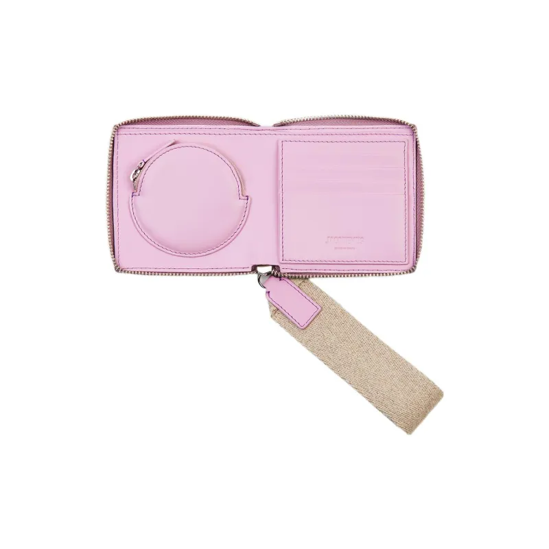 Jacquemus Smooth Leather And Linen Wallet Men's Lilac-1