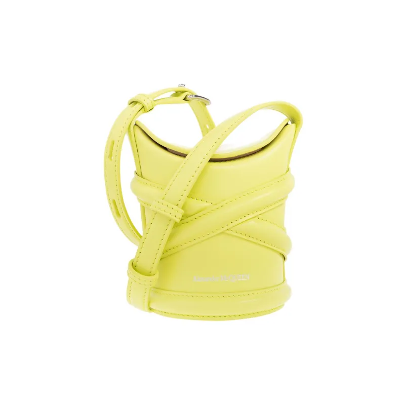 Alexander McQueen THE CURVE BAG Cow Leather Portable Crossbody Bag Shoulder Bag Mini Women's Yellow-0