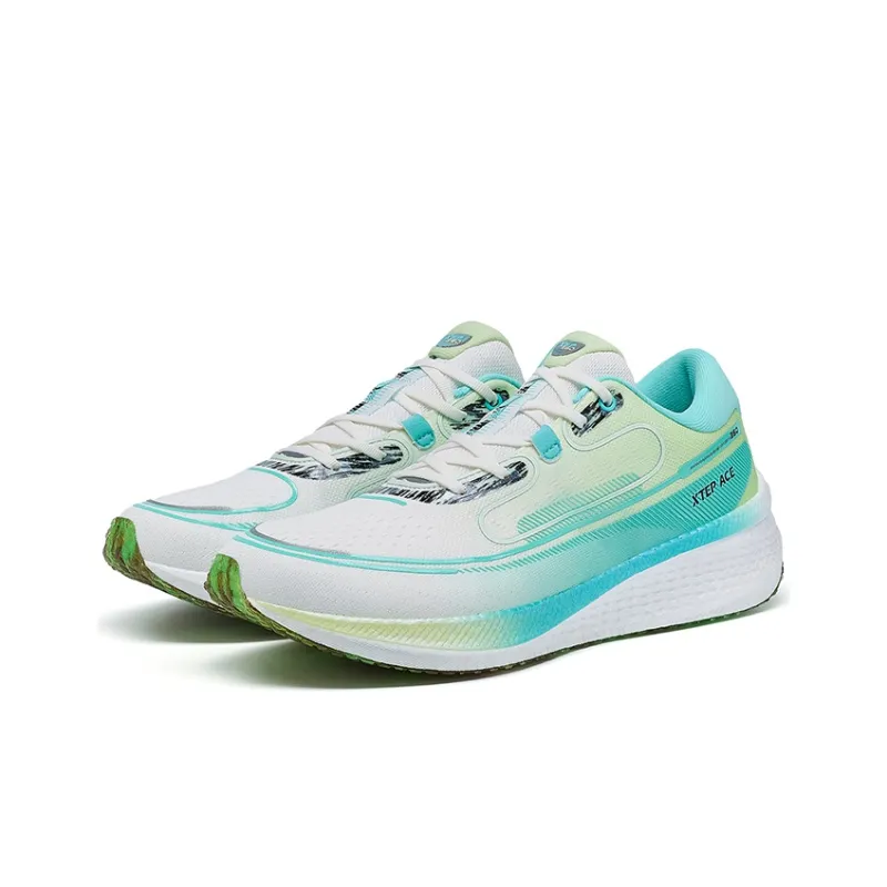 XTEP Race 360 1.0 Cushioned Anti Slip Wear Resistant Breathable Lightweight Low Top Running Shoes Men's White Green-2