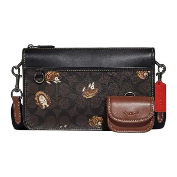 COACH Heritage With Cow Leather Combo Bag Shoulder Bag Crossbody Bag Medium Size Men's Brown