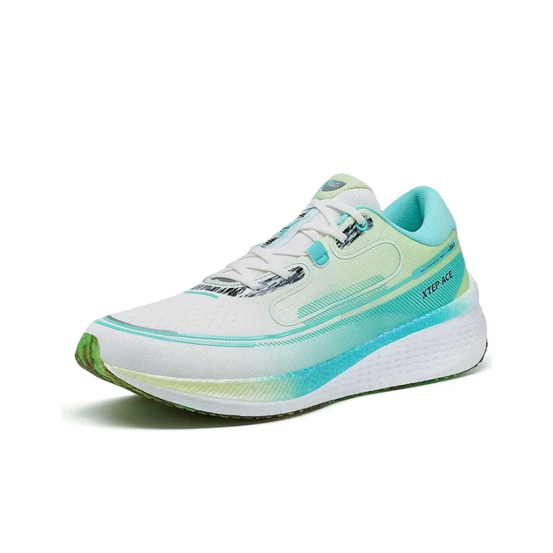 XTEP Race 360 1.0 Cushioned Anti Slip Wear Resistant Breathable Lightweight Low Top Running Shoes Men's White Green-1