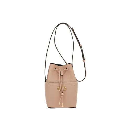 FERRAGAMO GANCINI Cow Leather Bucket Bags Shoulder Bag Crossbody Bag Mini Women's Bone/Beige