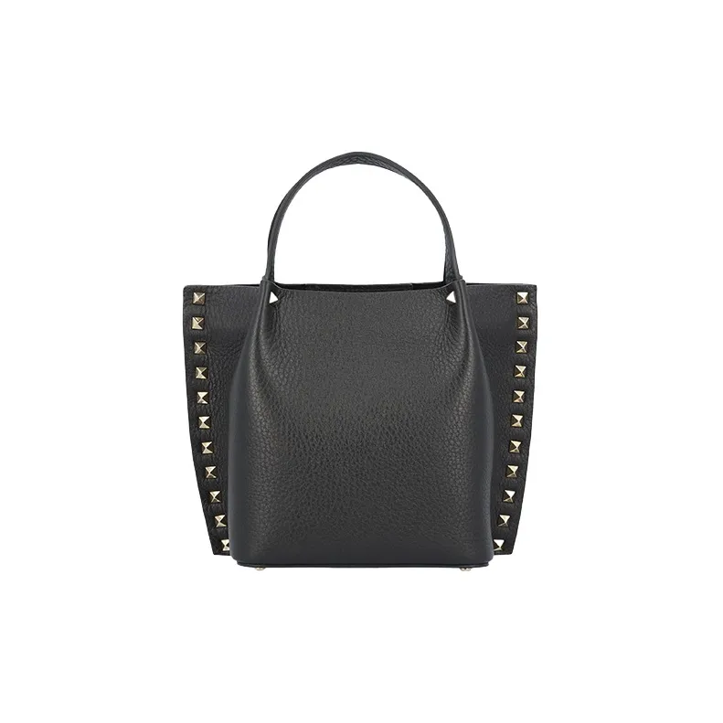Valentino Rockstud Calfskin Tote Bag Shopping Bag Shoulder Bag Crossbody Bag Handbag Women's Black-0