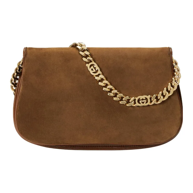 GUCCI Blondie Suede Leather Portable Crossbody Bag Shoulder Bag Women's Dark Brown-3
