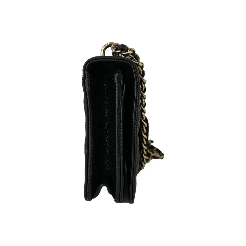 CHANEL WOC Litchi Grain Cow Leather 2 in 1 Pocket Bag, Chain Bag, Shoulder Bag, Crossbody Bag Tubas Women's Black-1