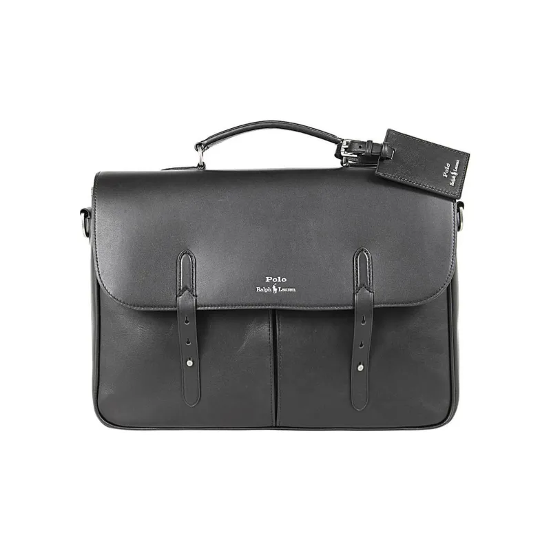 Polo Ralph Lauren Cow Leather Messenger Bag Handbag Shoulder Bag Crossbody Bag Men's Black-0