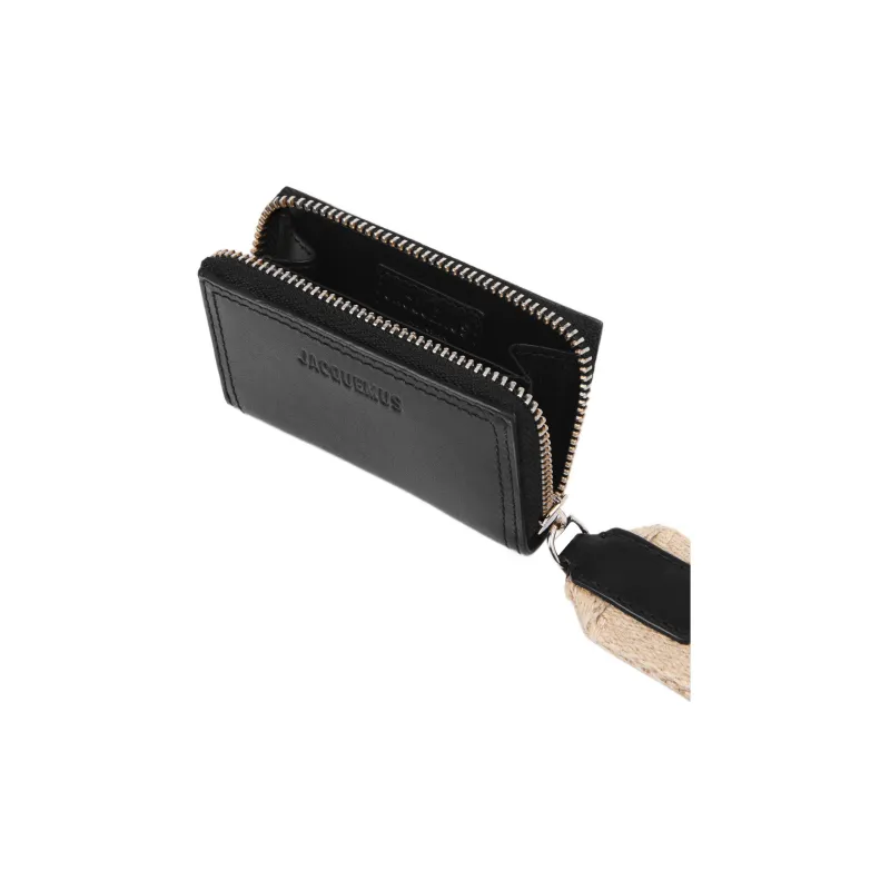 Jacquemus Leather And Linen Wallet Men's Black-1