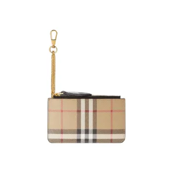 Burberry Vintage Calfskin Detail Coin Purse Wallet Trumpets Women's Archive Beige/Black