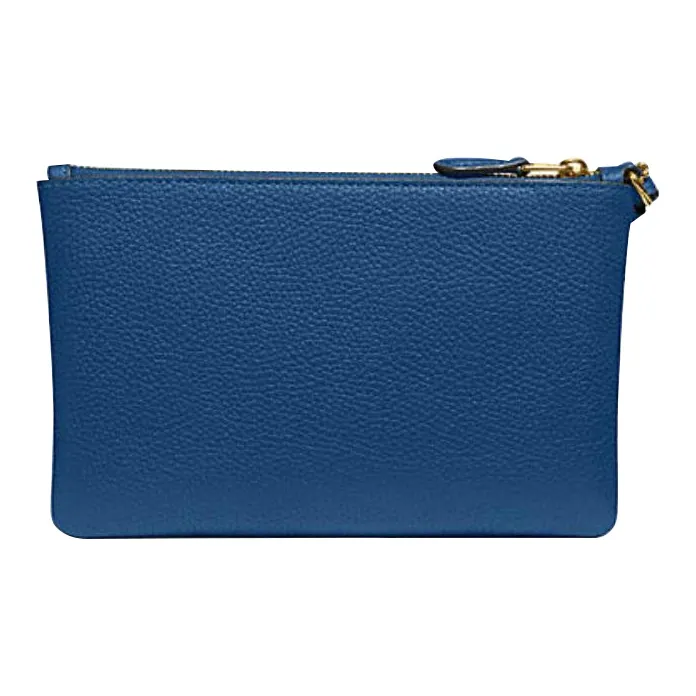 COACH Wristlet Cow Leather Clutch Wrist Bag Small Size Women's Blue-1