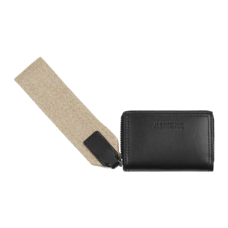 Jacquemus Leather And Linen Wallet Men's Black-0