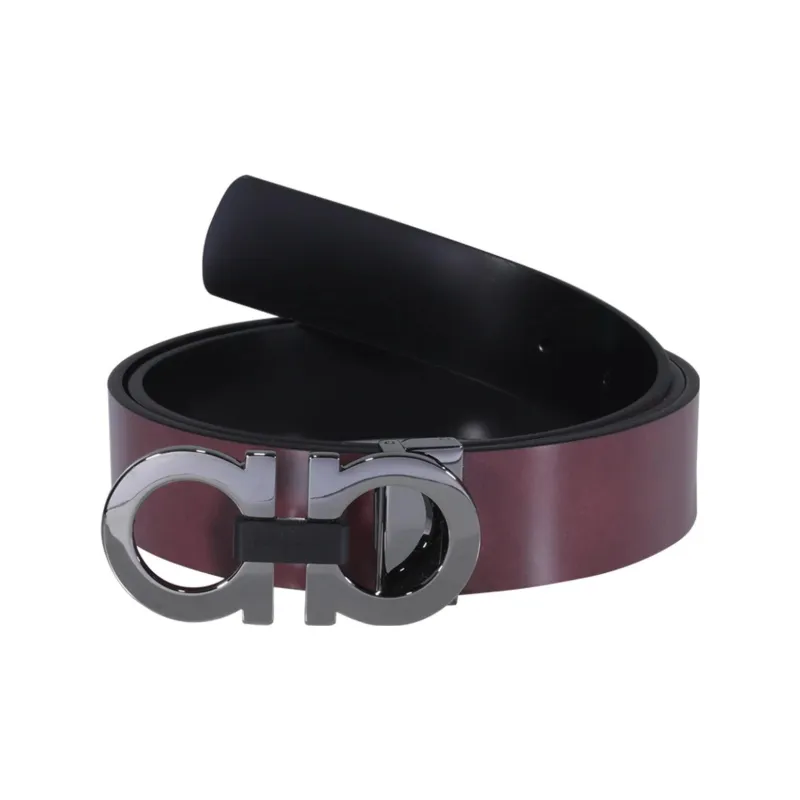 FERRAGAMO Double-Sided Fashion Elegant Smooth Buckle Belt Men's Width: 3.5cm-0
