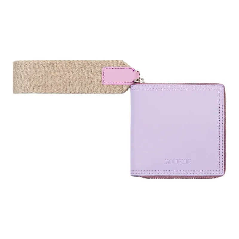Jacquemus Smooth Leather And Linen Wallet Men's Lilac-0