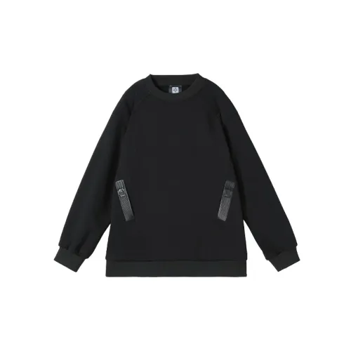 NORVINCY Loose Fit Casual Outerwear Hoodless Solid Color Sweatshirt Unisex Black