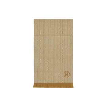HERMES Knit Scarves Men Floral Yellow/Natural
