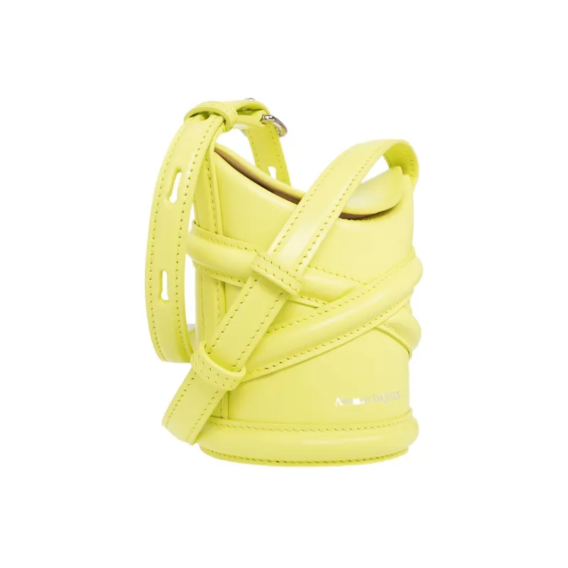 Alexander McQueen THE CURVE BAG Cow Leather Portable Crossbody Bag Shoulder Bag Mini Women's Yellow-1