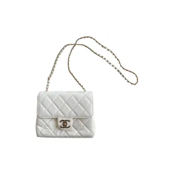 CHANEL Lambskin And Gold Metal Crossbody Bag, Shoulder Bag Women's Milk White