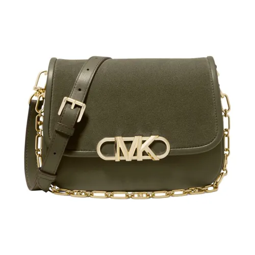 MICHAEL KORS PARKER Suede Smooth Leather Messenger Bag Crossbody Bag Shoulder Bag Women's Olive Green