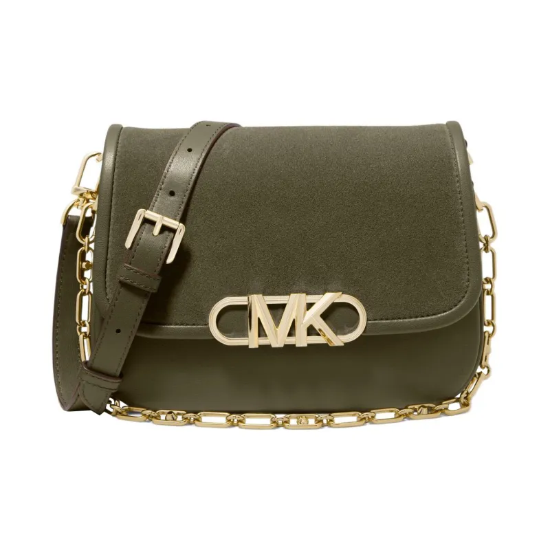 MICHAEL KORS PARKER Suede Smooth Leather Messenger Bag Crossbody Bag Shoulder Bag Women's Olive Green-0