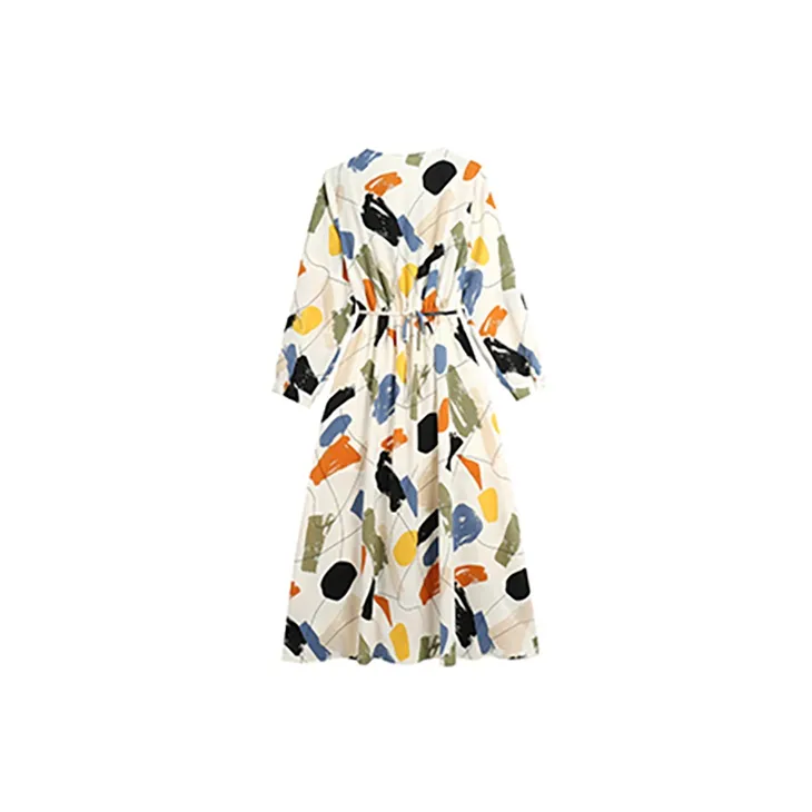 Fashion Long Sleeved Dress Women's Rich Multicolor-1