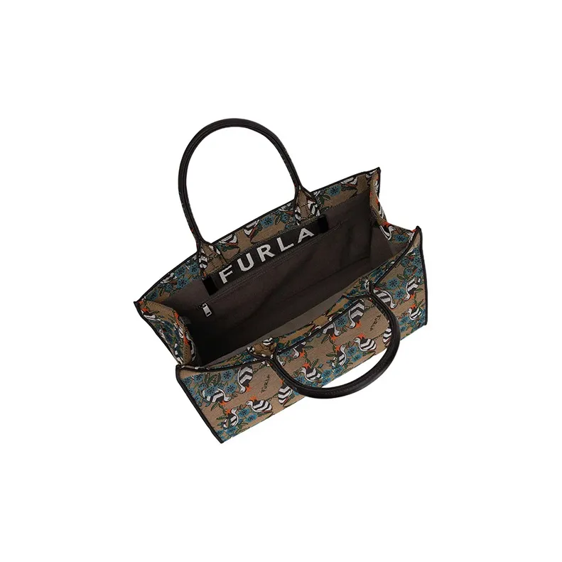 Furla Opportunity Fabric Tote Bag Shopping Bag Handbag Large Size Women's Multicolor-3