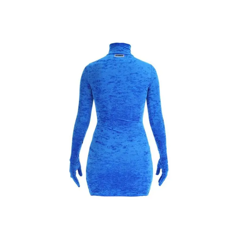 Vetements Velvet Styling Dress With Gloves 'Blue'-1